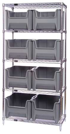 QUANTUM STORAGE SYSTEMS Steel Bin Shelving, 42 in W x 74 in H x 18 in D, 5 Shelves, Blue WR5-700BL