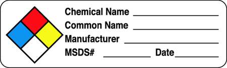 Roll Products Hazard Chemical Label, 3/4HX2-1/2W, PK250 141539
