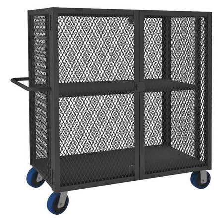 Zoro Select Dual-Latch Welded Mesh Security Cart with Fixed Shelves 2,000 lb Capacity, 38 in W x 78 1/2 in L x HTL-3672-DD-2-6PU-95