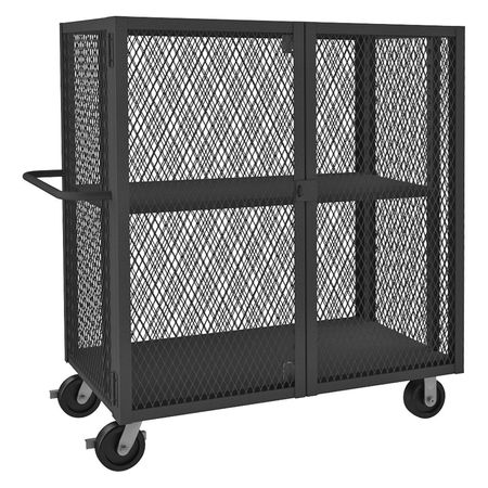 DURHAM MFG Welded Mesh Security Cart with Adjustable Shelves 2,000 lb Capacity, 32 in W x 66 1/2 in L x HTL-3060-DD-1AS-95