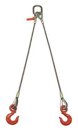 LIFT-ALL Wire Rope Sling, Double Leg, 6 ft.L 12I2LBX6