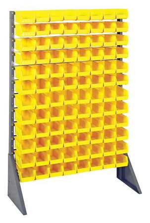 QUANTUM STORAGE SYSTEMS Steel Bin Rail Floor Rack, 36 in W x 15 in D x 54 in H, Yellow QRU-12S-220-96YL