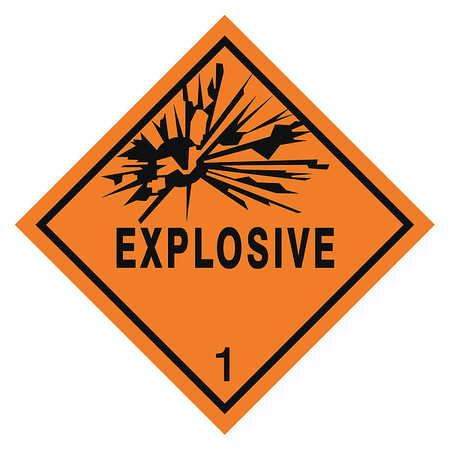 STRANCO 4" x 4", DOT Label, Explosive Legend, Black on Orange, HMSL-0102-P500 HMSL-0102-P500