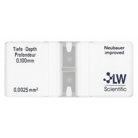 LW SCIENTIFIC Hemacytometer, Two Counting Areas CTL-HEMM-GLDR