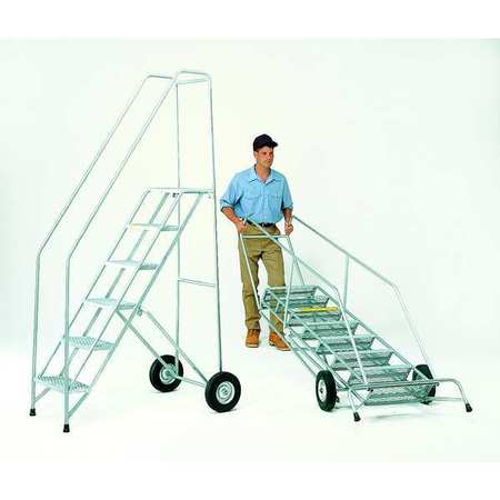Ballymore 123 in H Steel Folding Rolling Ladder, 9 Steps FAWL-9-P