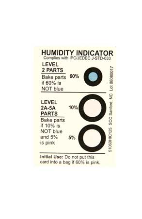 SCS Humidity Indicator, 3 x 2 In. Card, PK125 51060HIC125