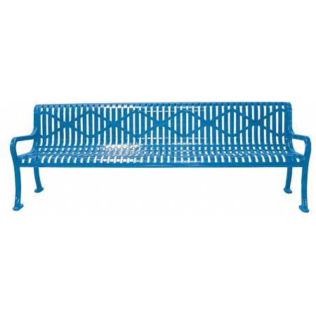 Zoro Select Park Bench, 72 in. L, BLU, PWDR STEEL RF96D BLUE