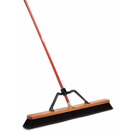 Libman 36 in Sweep Face Smooth Surface Push Broom, 3 in Bristle, 60 in L Red Handle 850003