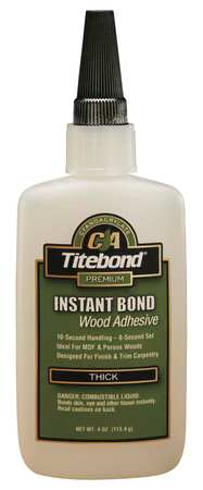 Titebond Wood Glue, Instant Bond Series, Clear, 4 oz, Bottle 6222