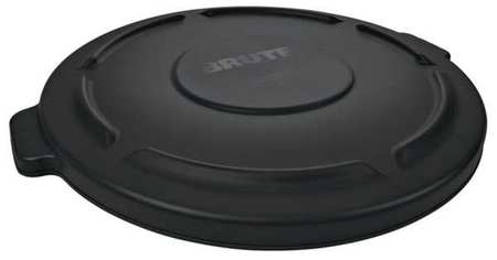 RUBBERMAID COMMERCIAL 20 gal Flat Trash Can Lid, 20 in W/Dia, Black, Resin, 0 Openings FG261960BLA