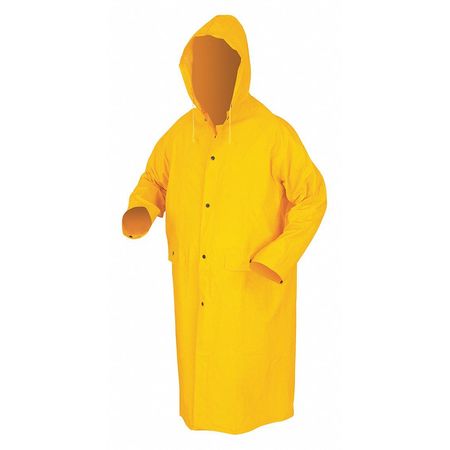 Mcr Safety Classic Raincoat with Detachable Hood, PVC/Polyester, Waterproof, 48 in S, Yellow, Large 200CS