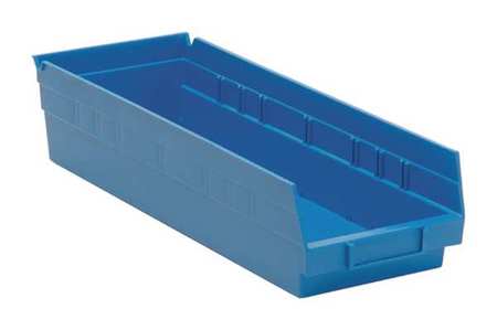 QUANTUM STORAGE SYSTEMS 50 lb Shelf Storage Bin, Polypropylene, 6 5/8 in W, 4 in H, 17 7/8 in L, Blue QSB104BL