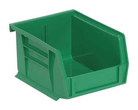 Quantum Storage Systems 10 lb Hang & Stack Storage Bin, Polypropylene, 4 1/8 in W, 3 in H, Green, 5 3/8 in L QUS210GN