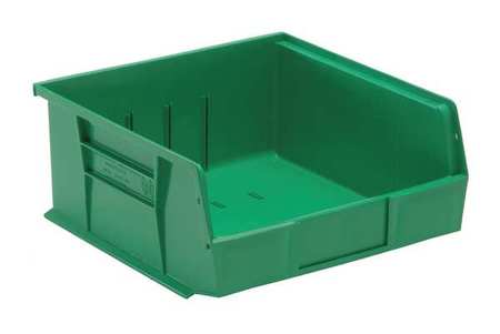 Quantum Storage Systems 50 lb Hang & Stack Storage Bin, Polypropylene, 11 in W, 5 in H, 10 7/8 in L, Green QUS235GN