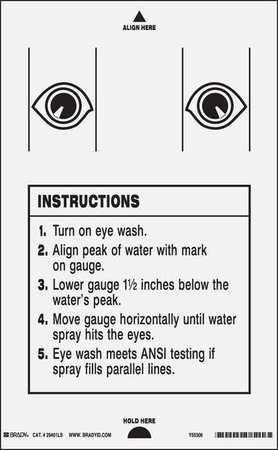 BRADY Eyewash Tester, Clear 2940LS