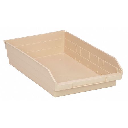 Quantum Storage Systems 50 lb Shelf Storage Bin, Polypropylene, 11 1/8 in W, 4 in H, 17 7/8 in L, Ivory QSB110IV