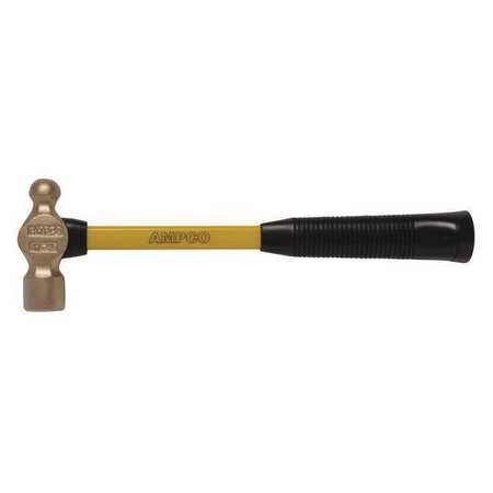 Ampco Safety Tools 12 oz. Nonmagnetic Ball Peen Hammer, 14" Fiberglass Handle H-1FG