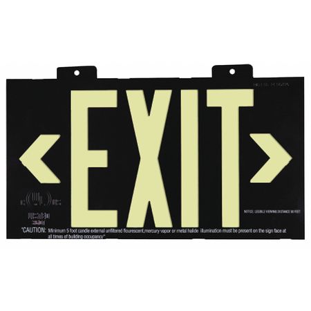 Zoro Select Exit Sign, 8 3/4 in x 15 3/8 in, Plastic GRAN1392