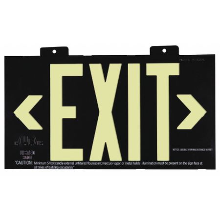 Zoro Select Exit Sign, 7 1/2 in x 13 in, Plastic GRAN3412