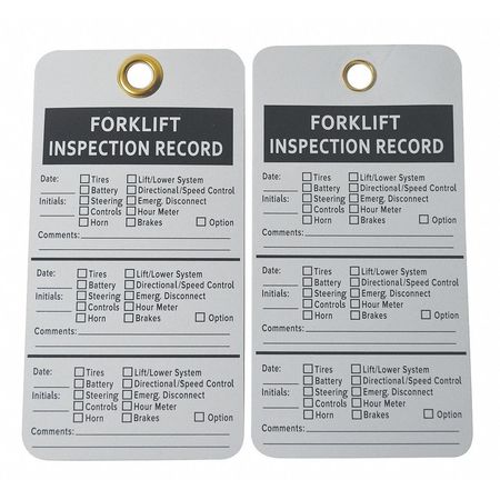 Zoro Select Inspection Tag, Forklift, 5x3, PK25 8PEM2