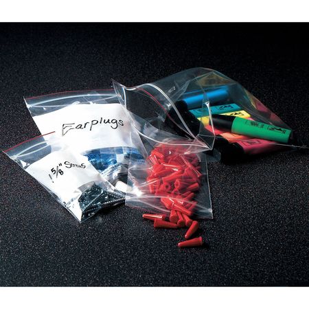 MINIGRIP Reclosable Poly Bag Zipper Seal 8" x 5", 2 mil, Clear, Pk1000 MGRL2P0508