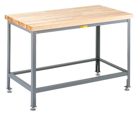 Little Giant Leveling Feet Butcher Block Top Tables, Butcher Block, 60" W, 32" to 35" Height, 2000 lb., Straight WT-3060-LL