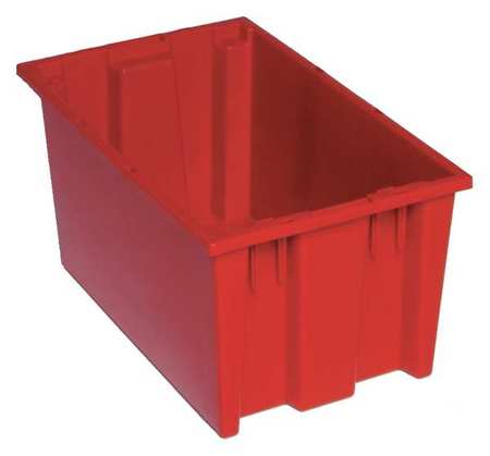 QUANTUM STORAGE SYSTEMS Stack & Nest Container, Red, Polyethylene, 18 in L, 11 in W, 9 in H, 0.76 cu ft Volume Capacity SNT185RD