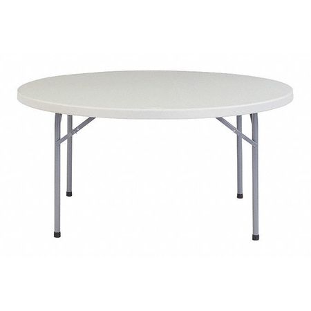 NATIONAL PUBLIC SEATING Round Folding Table, 60" W, 29-1/2" H, Blow-molded plastic Top, Speckled Gray BT-60R