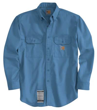 CARHARTT Carhartt Flame Resistant Collared Shirt, Blue, Cotton/Nylon, M FRS160-MBL MED REG
