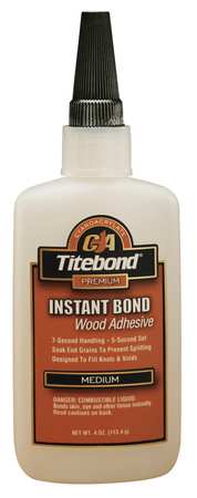 Titebond Instant Adhesive, MIL Spec A46050C Type II, Class 3, 4 oz, Clear 6212
