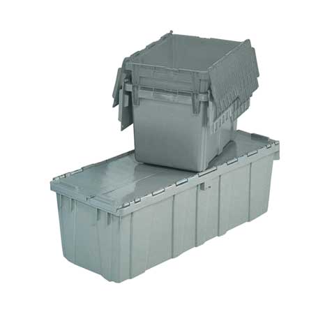 Orbis Gray Attached Lid Container, Plastic, 2.24 gal Volume Capacity FP03 Gray