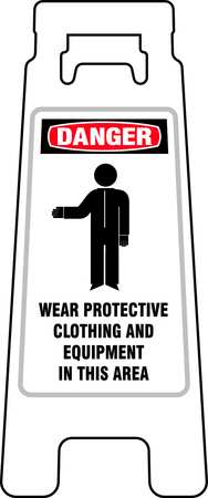 SAFETY SIGN Two Sided Floor Stand Sign, 24 3/8 in Height, Plastic, English 28953