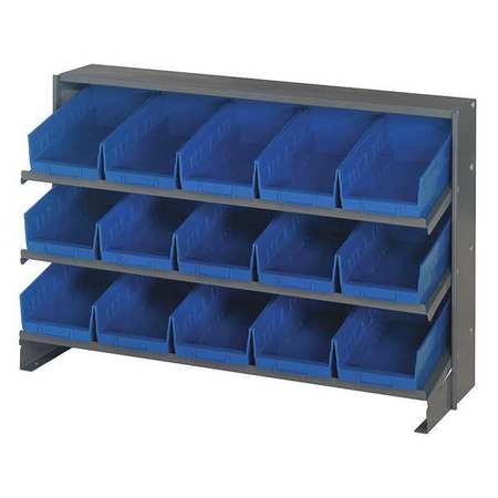 QUANTUM STORAGE SYSTEMS Steel Bench Pick Rack, 36 in W x 21 in H x 12 in D, 3 Shelves, Blue QPRHA-102BL