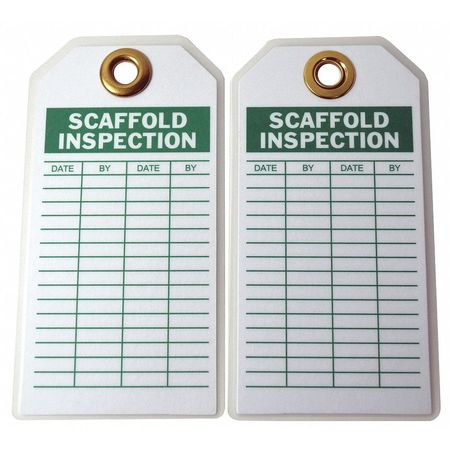 ZORO SELECT Scaffold Inspection Tag, Grn/Wht, Met, PK10 8RJ77