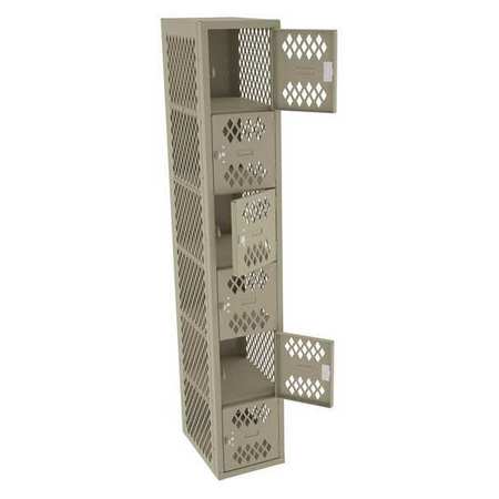 TENNSCO Box Locker, 12 in W, 18 in D, 72 in H, (1) Wide, (6) Openings, Sand VBL6-1218-ASND