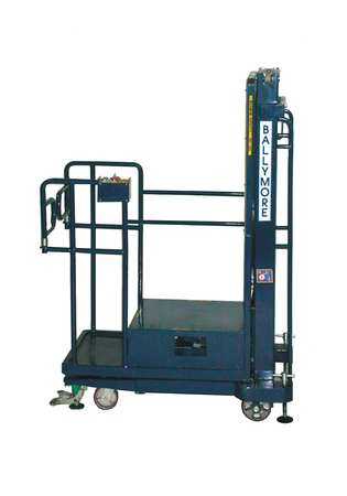 BALLYMORE Personnel Lift, Push-Around Drive, 450 lb Load Capacity, 6 ft 4 in Max. Work Height PS-10