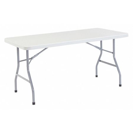 NATIONAL PUBLIC SEATING Rectangle Folding Table, 30" W, 60" L, 29-1/2" H, Blow-molded plastic Top, Speckled Gray BT-3060