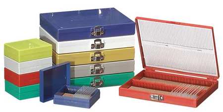 Zoro Select Microscope Slide Box, 25 Slots, Blue 880145