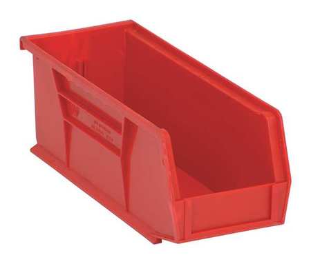 Quantum Storage Systems 30 lb Hang & Stack Storage Bin, Polypropylene, 4 1/8 in W, 4 in H, Red, 10 7/8 in L QUS224RD