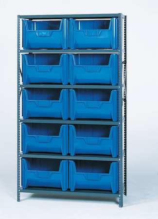 Quantum Storage Systems Steel Bin Shelving, 36 in W x 75 in H x 18 in D, 6 Shelves, Blue QSBU-600800BL