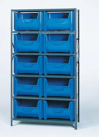 Quantum Storage Systems Steel Bin Shelving, 36 in W x 75 in H x 18 in D, 6 Shelves, Gray QSBU-800GY