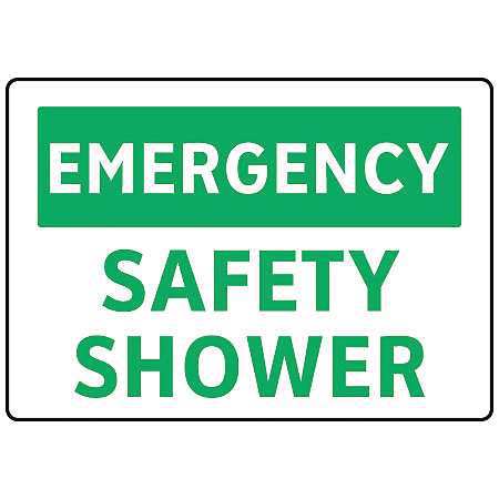 ELECTROMARK Safety Shower Sign, 7 in Height, 10 in Width, Aluminum, English S181FA
