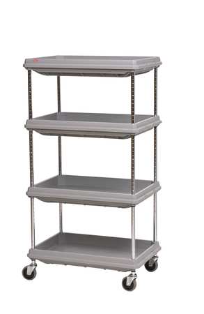 Metro Utility Cart with Deep Lipped Plastic Shelves, High Density Polyethylene (Shelf), Raised, 3 Shelves BC2030-3DBL