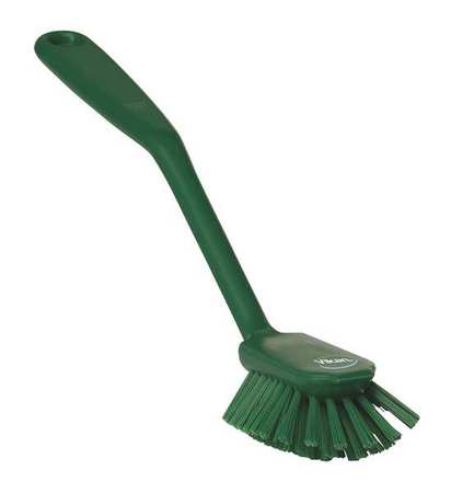 Remco 2 25/64 in W Dish Brush, Medium, 8 in L Handle, 3 1/8 in L Brush, Green, Plastic 42372