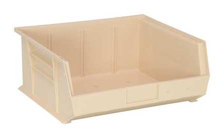 Quantum Storage Systems 75 lb Hang & Stack Storage Bin, Polypropylene, 16 1/2 in W, 7 in H, 14 3/4 in L, Ivory QUS250IV
