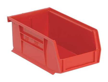 Quantum Storage Systems 10 lb Hang & Stack Storage Bin, Polypropylene, 4 1/8 in W, 3 in H, Red, 7 3/8 in L QUS220RD