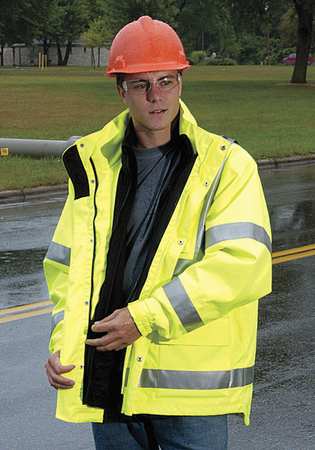 Tingley Icon Rain Jacket, Class 3, Type P, Ylw/Green, L J24172