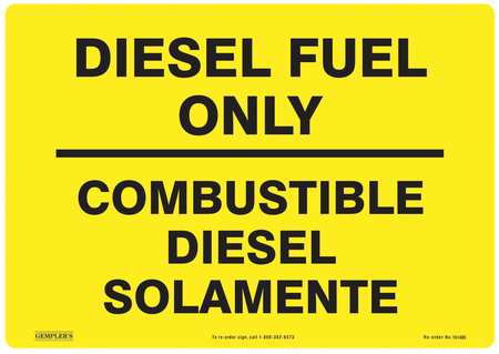 ACCUFORM Spanish-Bilingual Diesel Fuel Only Sign, 10 in Height, 14 in Width, Plastic, Rectangle 151485