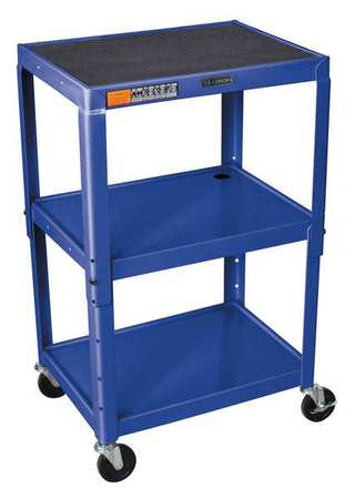 Zoro Select AV Cart with Adjustable-Height Steel Shelves, Steel, No Handle, 3 Shelves, 300 lb AVJ42-RB