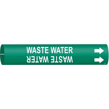 BRADY Pipe Marker, Waste Water, 1-1/2to2-3/8 In 4153-B